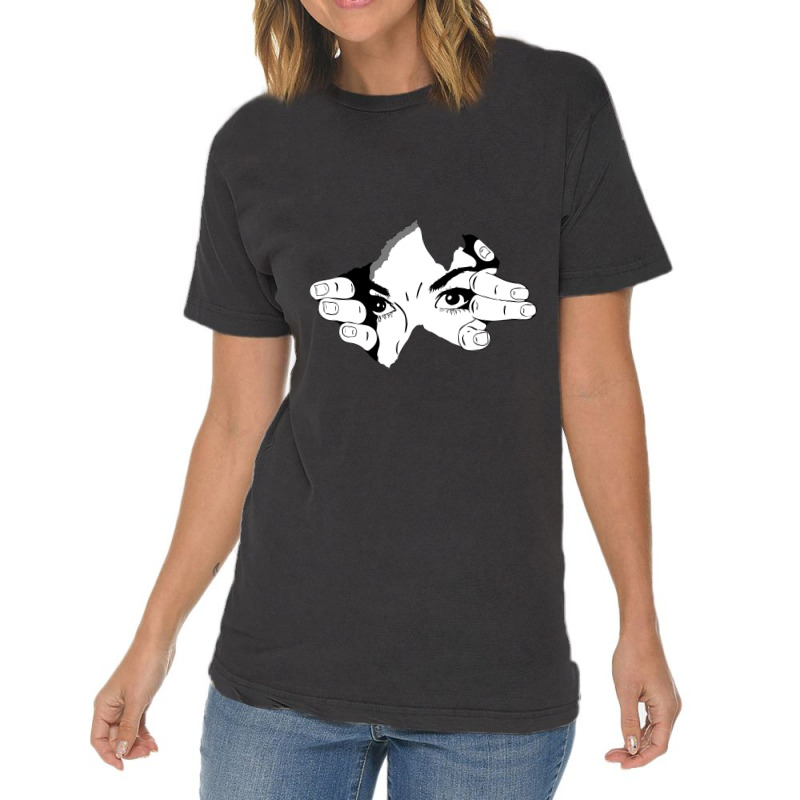 Beautiful Woman Peeking From Afar Vintage T-shirt | Artistshot