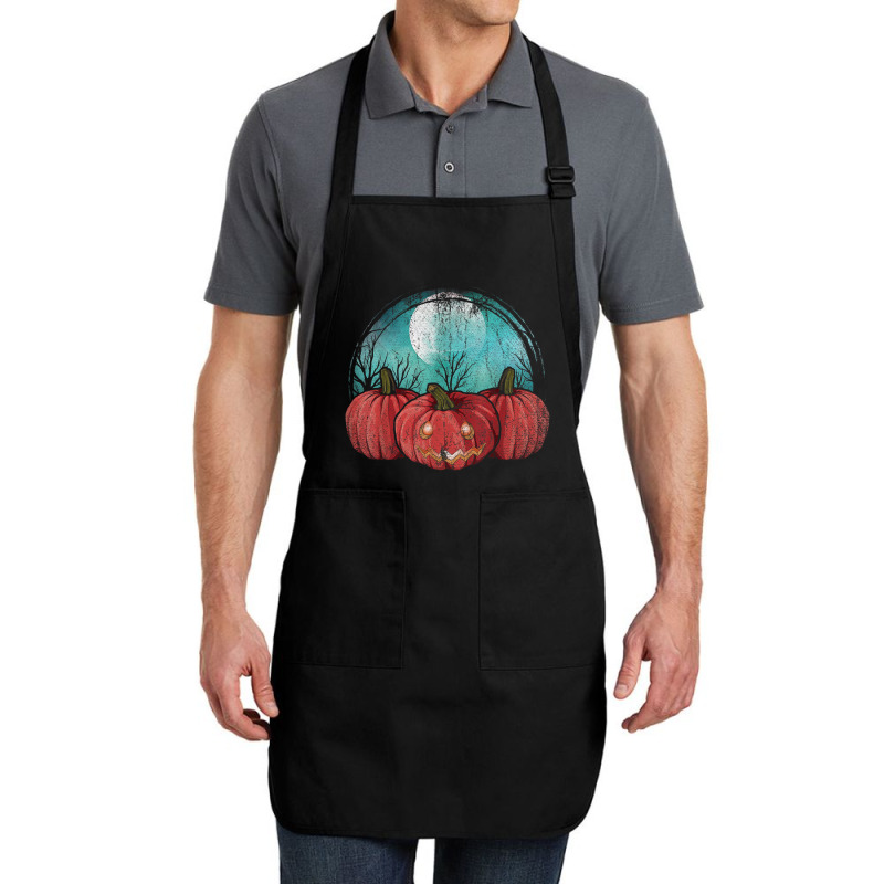 Spooky Jack O Lantern Halloween Costume Full Moon Pumpkin Full-length Apron | Artistshot