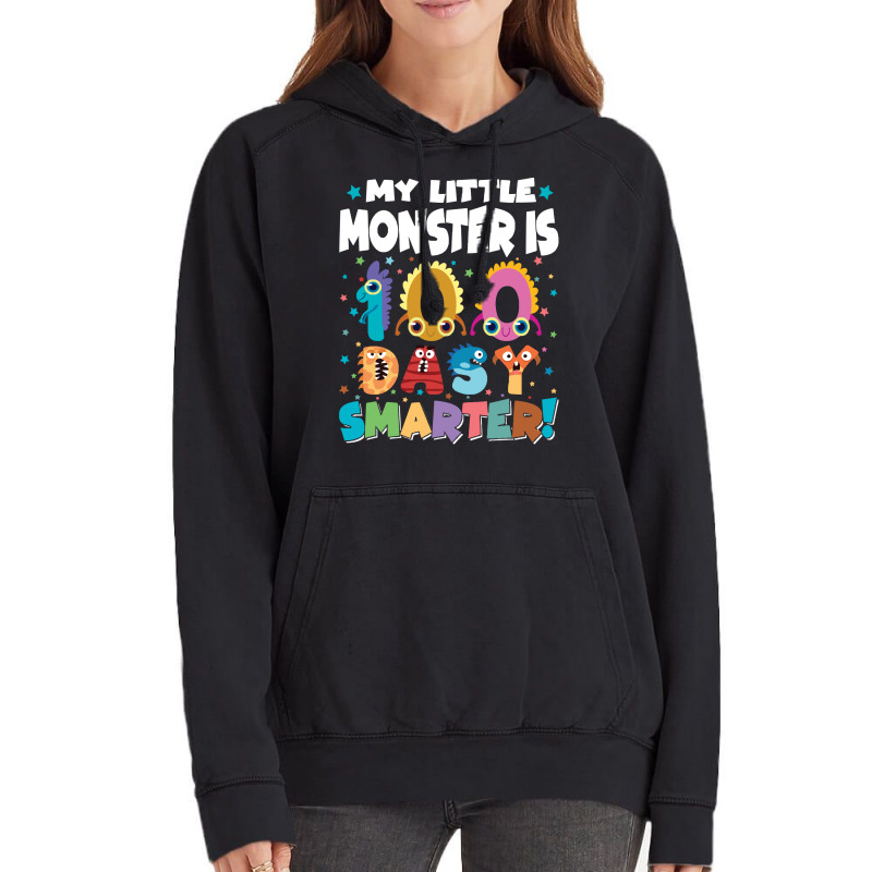 100th Day Of School Gift T  Shirt My Little Monster Is 100 Days Smarte Vintage Hoodie by whistlerobust | Artistshot