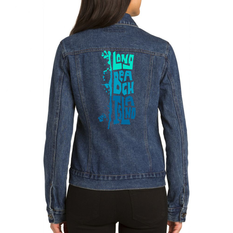 Lbi Long Beach Island New Jersey Shore Island Type Graphic Long Sleeve Ladies Denim Jacket by cm-arts | Artistshot