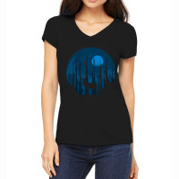 Night In The Forest, Night In The Forest Art, Night In The Forest Vint Women's V-neck T-shirt | Artistshot