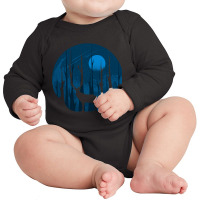 Night In The Forest, Night In The Forest Art, Night In The Forest Vint Long Sleeve Baby Bodysuit | Artistshot