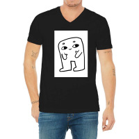 Smile Cartoon Doodle Character Minimal Art Design V-neck Tee | Artistshot