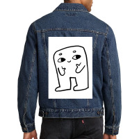 Smile Cartoon Doodle Character Minimal Art Design Men Denim Jacket | Artistshot