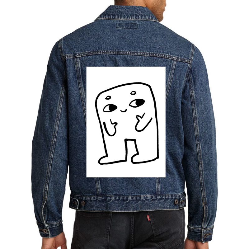 Smile Cartoon Doodle Character Minimal Art Design Men Denim Jacket by PaulDupuy | Artistshot