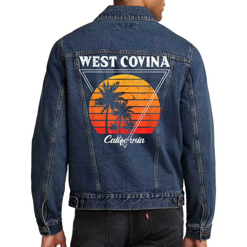 Vintage West Covina California Palm Trees Ca Retro T Shirt Men Denim Jacket | Artistshot