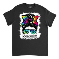 Messy Bun Hair Headband Sunglasses Heartbeat Caregiver Life T Shirt Classic T-shirt | Artistshot