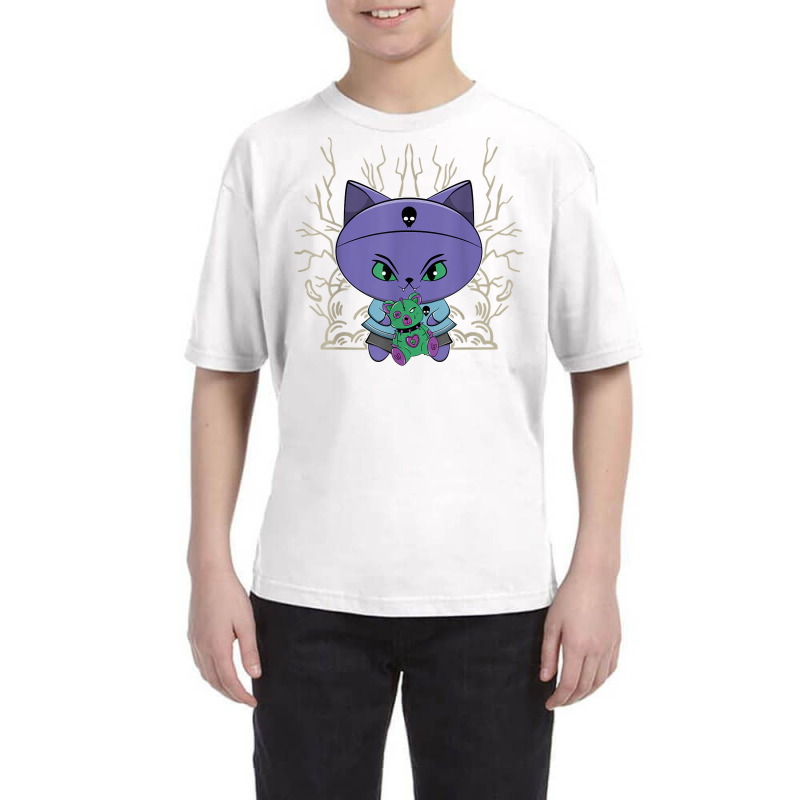 Black Cat With Halloween Teddy Bear Feline For Horror Fans T Shirt Youth Tee | Artistshot