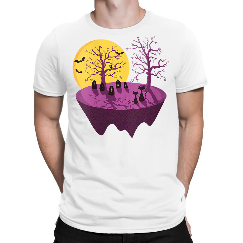 Womens Mid Century Modern Cats In Spooky Graveyard V Neck T Shirt T-shirt | Artistshot