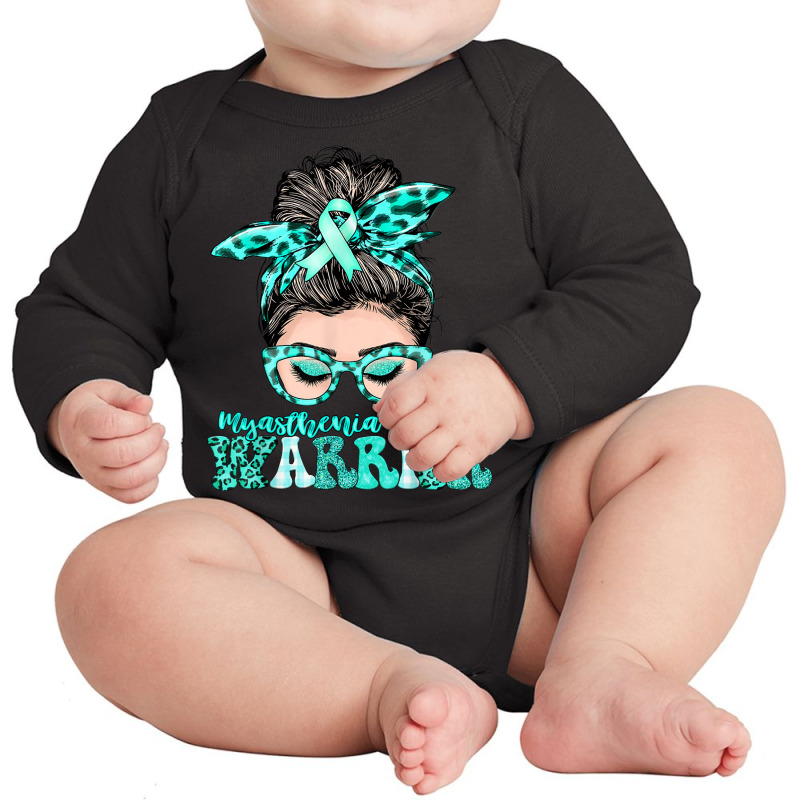 Women Myasthenia Gravis Warrior Gifts Long Sleeve Baby Bodysuit | Artistshot