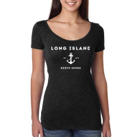 Long Island New York North Shore Est 1640 White Text Pullover Hoodie Women's Triblend Scoop T-shirt | Artistshot