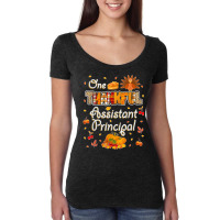 One Thankful Assistant Principal Fall Autumn Thanksgiving Women's Triblend Scoop T-shirt | Artistshot