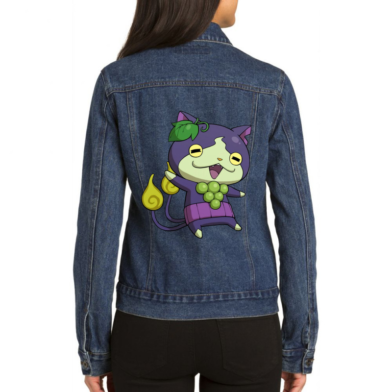 Grape Jibanyan Ladies Denim Jacket by cm-arts | Artistshot