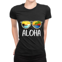 Aloha Hawaii Hawaiian Island Sunglasses Palm Trees Beach T Shirt Ladies Fitted T-shirt | Artistshot