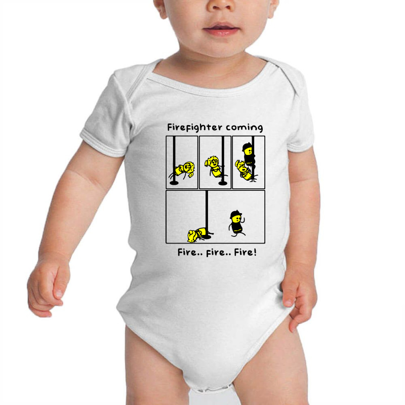 Funny Firefighter Coming Fire Fire Fire Pole Dancing Baby Bodysuit by MostWanted | Artistshot