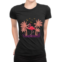 Coconut Palm Trees Exotic Bird Tropical Summer Flamingo T Shirt Ladies Fitted T-shirt | Artistshot