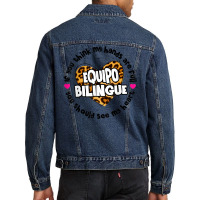 Equipo Bilingue Spanish Bilingual Team Squad Back To School Men Denim Jacket | Artistshot