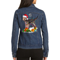 Funny Otterhound Dog Christmas Lights Santa Hat Xmas Ladies Denim Jacket | Artistshot