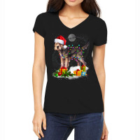 Funny Otterhound Dog Christmas Lights Santa Hat Xmas Women's V-neck T-shirt | Artistshot