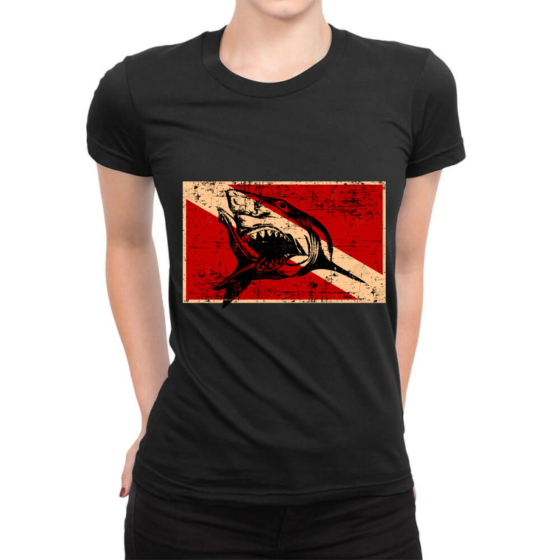 Scuba Shark, Scuba Shark Vintage, Scuba Shark Art, Scuba Shark Paintin Ladies Fitted T-Shirt by SHUTREI55 | Artistshot