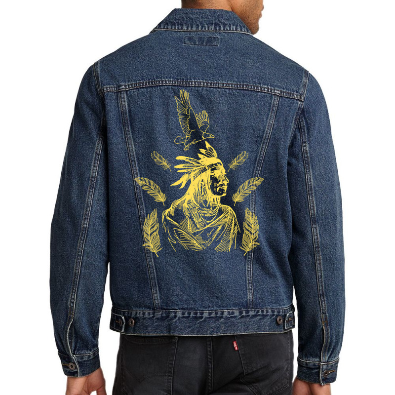 Native American And Eagle, Native American And Eagle Art, Native Ameri Men Denim Jacket by cm-arts | Artistshot