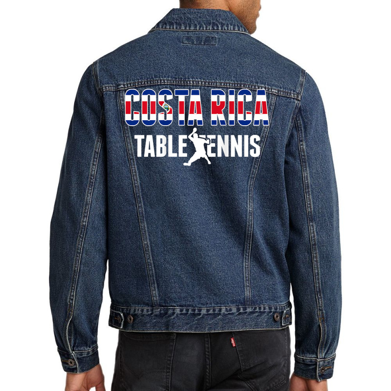 Costa Rica Table Tennis Fans   Costa Rican Flag Ping Pong Men Denim Jacket by Outpost | Artistshot