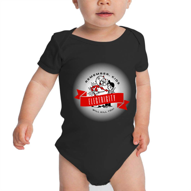 Retro Dangerous Electricity Public Service Ad 1970 Baby Bodysuit | Artistshot