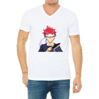 Chef Sokugek Soumo With Knife Anime V-neck Tee | Artistshot