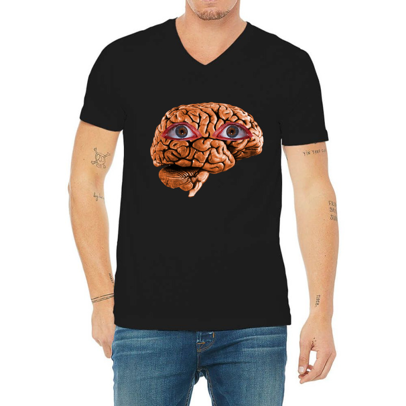 Brain With Eyes, Brain With Eyes Art, Brain With Eyes Vintage, Brain W V-neck Tee | Artistshot