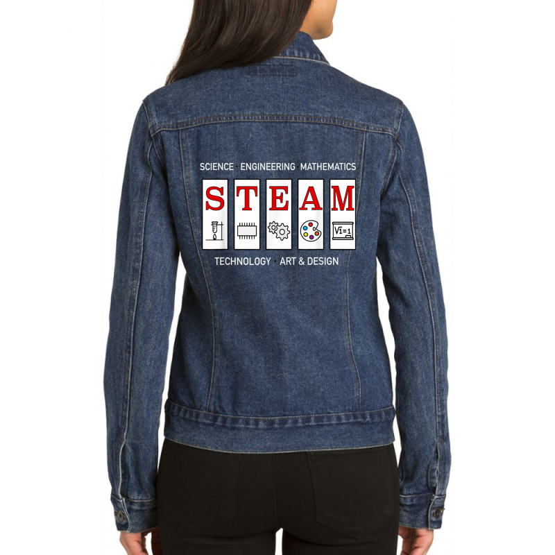 Steam Technology, Art And Engineering Stem Education Shirt Ladies Denim Jacket by cm-arts | Artistshot