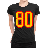 Number #80 Red Yellow Sports Jersey Birthday Lucky Number 80 Ladies Fitted T-shirt | Artistshot