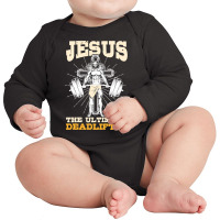 Deadlifter Jesus, Deadlifter Jesus Art, Deadlifter Jesus Painting, Dea Long Sleeve Baby Bodysuit | Artistshot