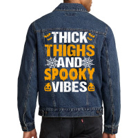 Thick Thighs And Spooky Vibes Funny Halloween Costume Women Men Denim Jacket | Artistshot