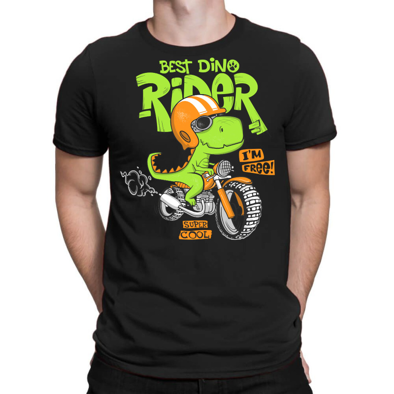 Dinosaur Riding Motorbike, Dinosaur Riding Motorbike Art, Dinosaur Rid T-shirt | Artistshot