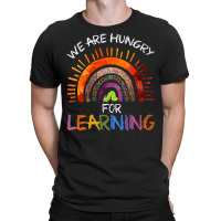 Womens We Are Hungry For Learning Rainbow Caterpillar Teacher V Neck T T-shirt | Artistshot