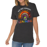 Womens We Are Hungry For Learning Rainbow Caterpillar Teacher V Neck T Vintage T-shirt | Artistshot