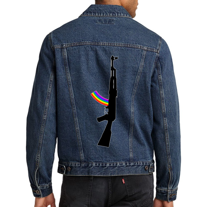 Machine Gun Silhouette - Ak-47 Edition Men Denim Jacket | Artistshot