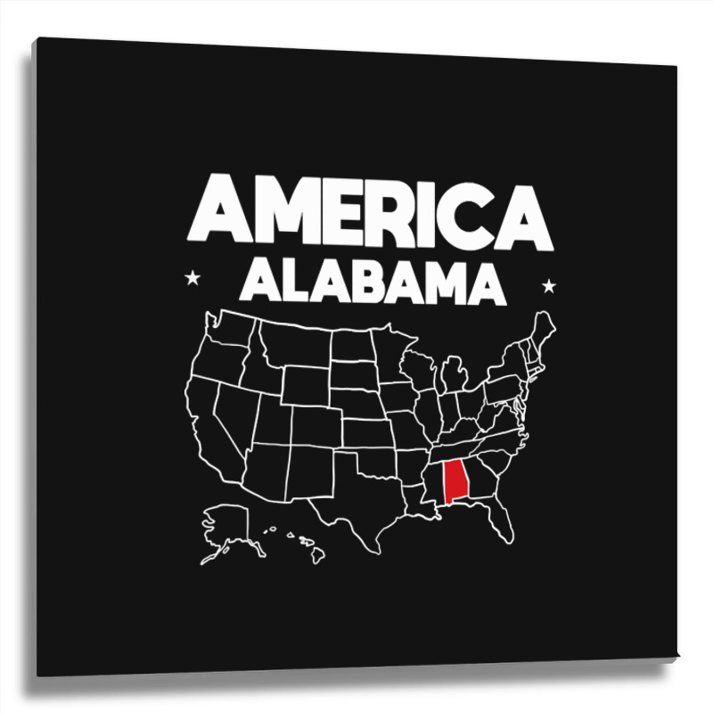 Usa Alabama, Usa Alabama Vintage, Usa Alabama Art, Usa Alabama Paintin Metal Print Square | Artistshot