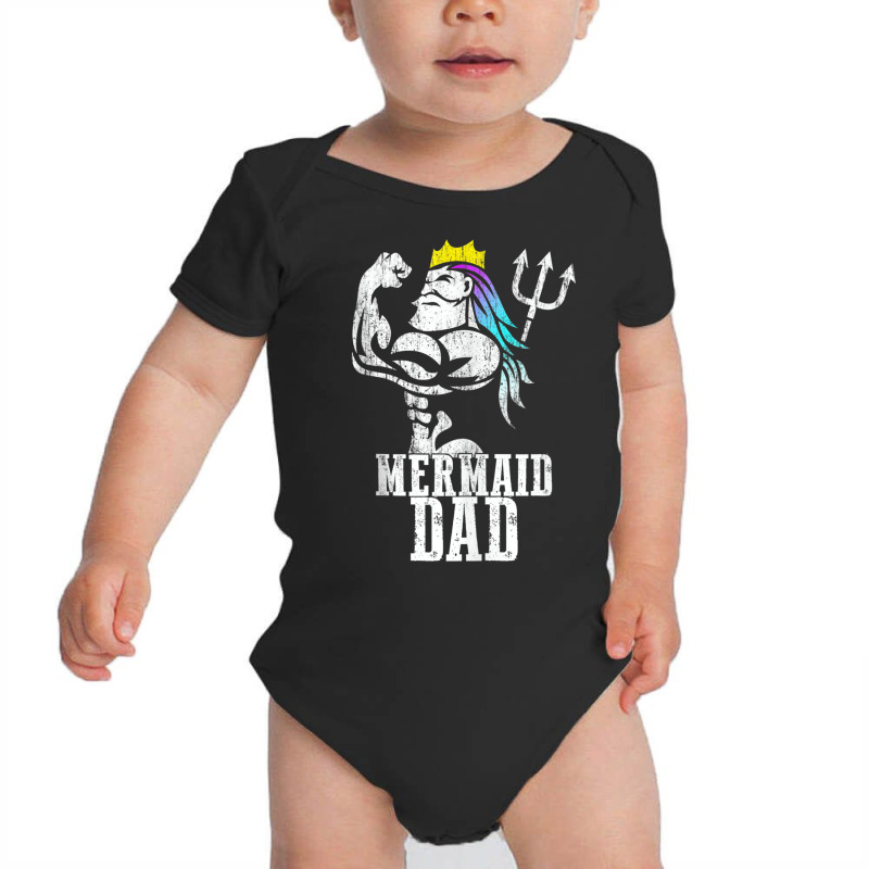 Mermaid Dad Pose Trident Merdad New Mer Dad Brother Daughter Tank Top Baby Bodysuit | Artistshot