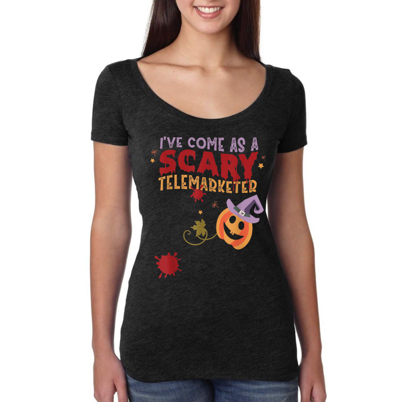 I've Come As A Scary Telemarketer Joke Halloween Costume Women's Triblend Scoop T-shirt by Renew | Artistshot