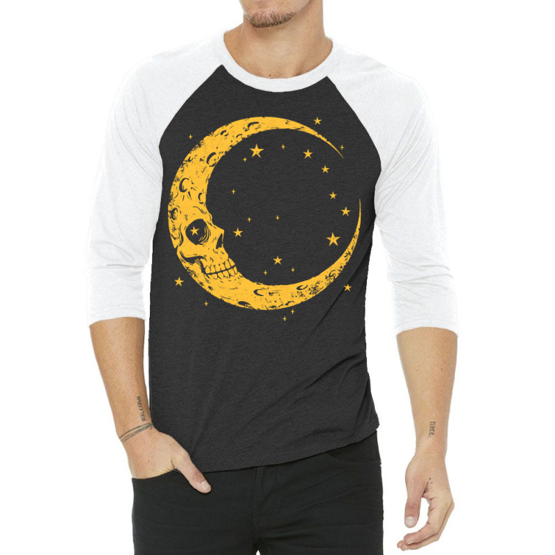 Spooky Skull Moon, Spooky Skull Moon Art, Spooky Skull Moon Painting,  3/4 Sleeve Shirt | Artistshot