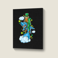 Shark St Patricks Day, Shark St Patricks Day Vintage, Shark St Patrick Portrait Canvas Print | Artistshot