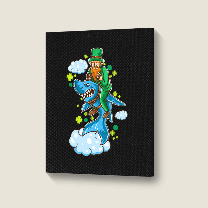 Shark St Patricks Day, Shark St Patricks Day Vintage, Shark St Patrick Portrait Canvas Print | Artistshot