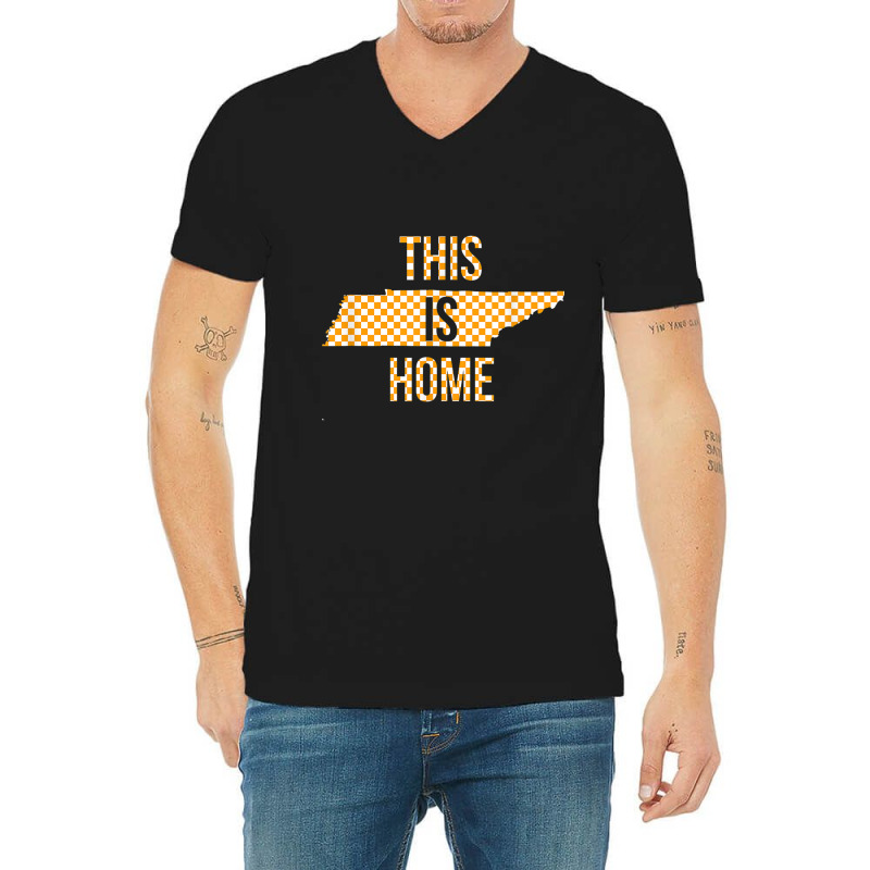 Orange White Tennessee State Outline Tennessee This Is Home T Shirt V-Neck Tee by cm-arts | Artistshot