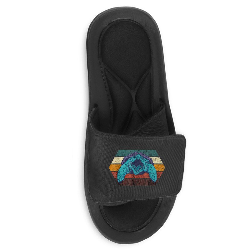 Snapping Turtle Retro Reptile Lover Sea Animal Snap Turtle Slide Sandal | Artistshot