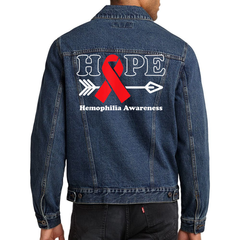 Hope   Hemophilia Awareness Red Ribbon Men Denim Jacket by Clinical | Artistshot