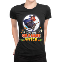 I'm The Grannie Witch Halloween Flying Broom Moon Ghost Ladies Fitted T-shirt | Artistshot