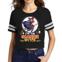 I'm The Grannie Witch Halloween Flying Broom Moon Ghost Scorecard Crop Tee | Artistshot