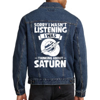 Saturn Planet Ring Solar System Gas Atmosphere Space T Shirt Men Denim Jacket | Artistshot