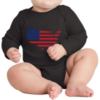 United States Map, United States Map Vintage, United States Map Art, U Long Sleeve Baby Bodysuit | Artistshot